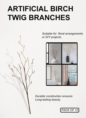 Artificial Birch Twig Branches, Pack of 12