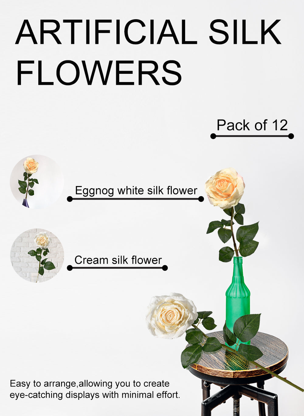 21" Silk Flowers, Available in 2 Colors, Pack of 12