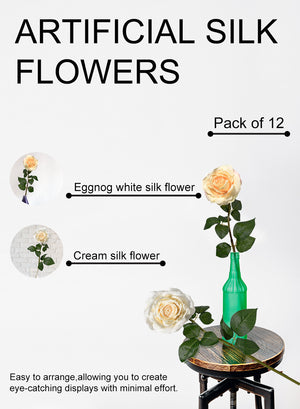 Serene Spaces Living 12 Pcs Artificial Flowers Silk Flowers, Available in 2 Colors