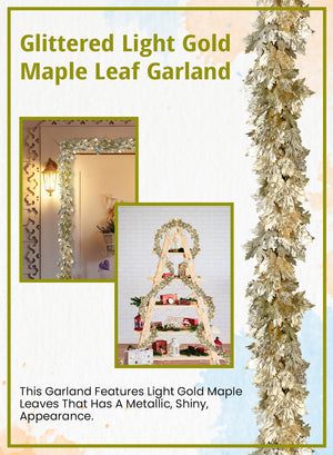 71" Glitter Light Gold Maple Leaf Garland