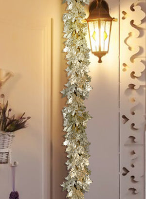 71" Glitter Light Gold Maple Leaf Garland