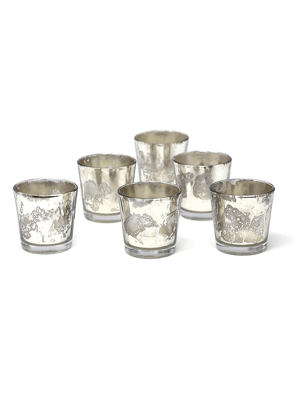 Mercury Glass Small Votive Holders, Set of 6