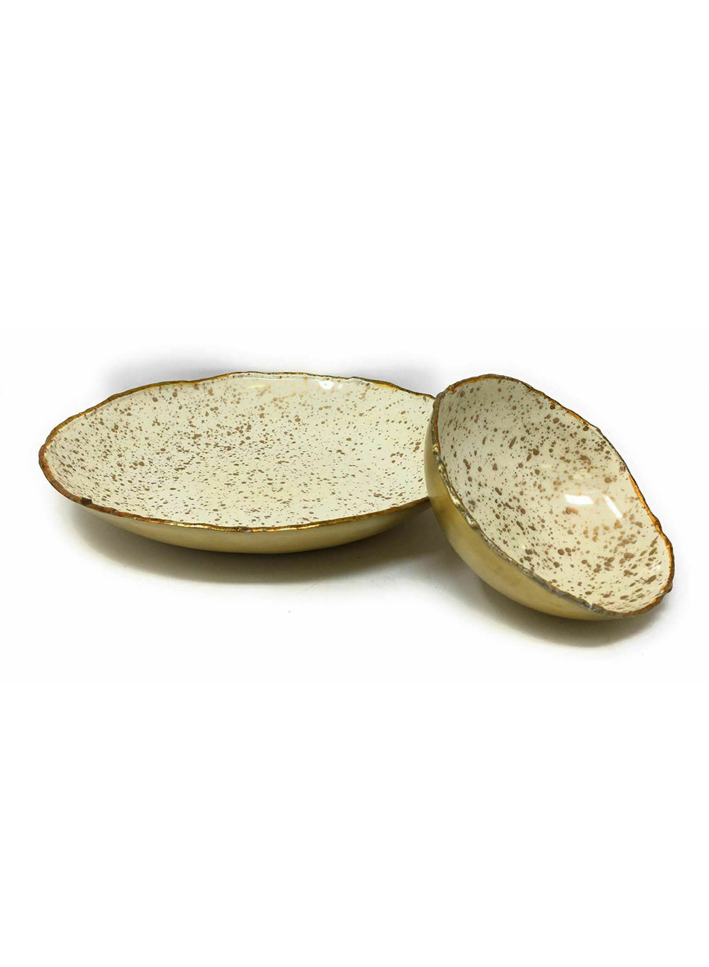 Gold and Ivory Enamel Bowl, in 2 Sizes