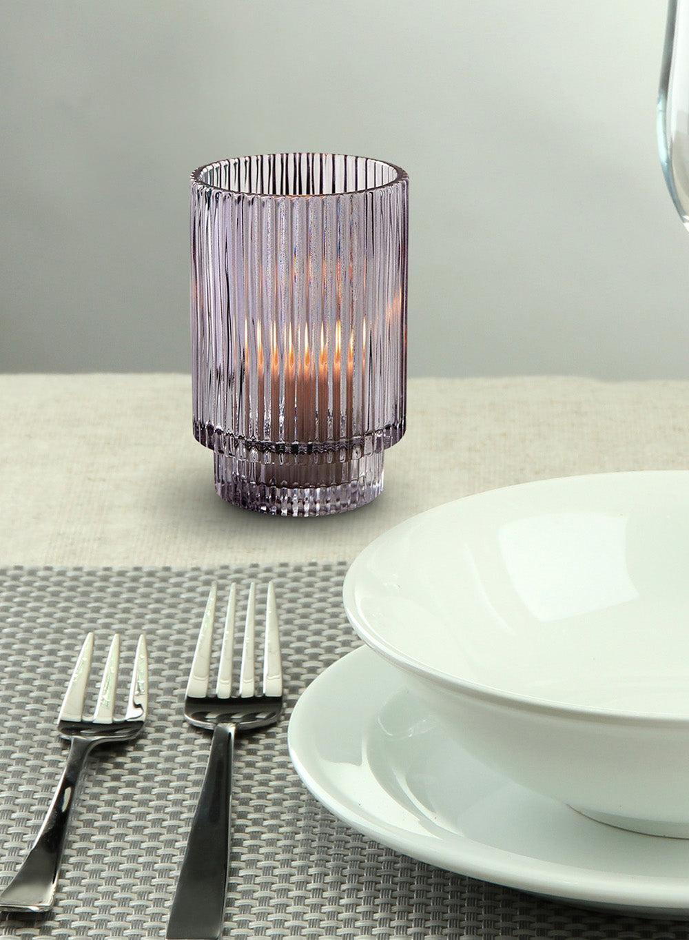 5" Ribbed Glass Votive Candle Holder, in 3 Colors