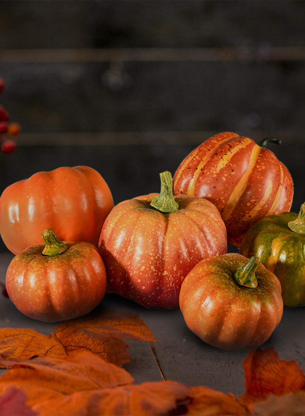 Assorted Harvest Pumpkins, Set of 6 & 7, in 2 Colors