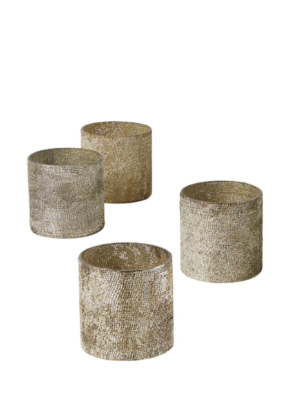 Serene Spaces Living Textured Pale Old Gold Glitter Votive Candle Holders, Ideal for Weddings Parties Fall Table Decorations, 2 Sizes Available