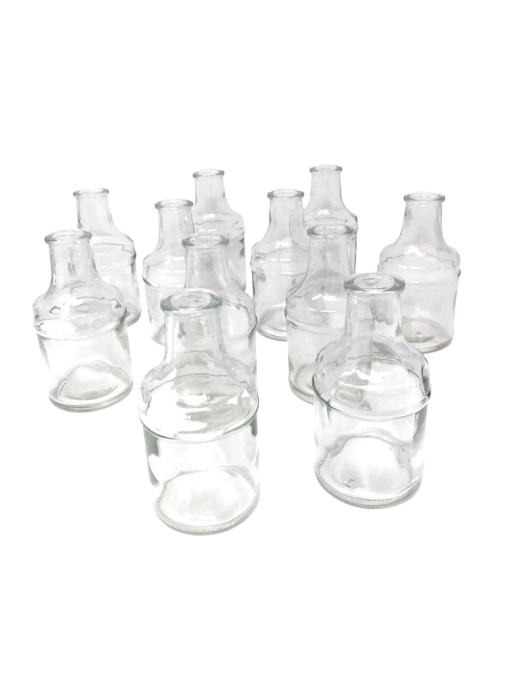 Serene Spaces Living Set of 72 Glass Bottle Bud Vases, Vintage Medicine Bottle Style – Elegant Vases, 5” Tall by 2.5” Diameter