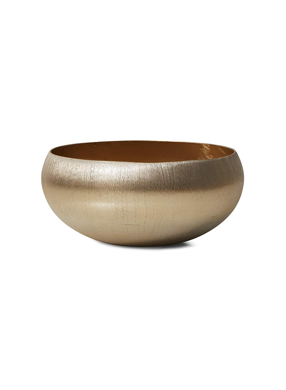 Gold-Brushed Aluminum Bowl, 8" Diameter & 4" Tall