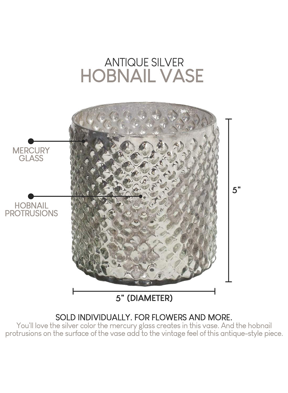 Antique Silver Hobnail Vase - In 2 Sizes