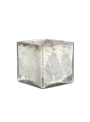 Silver Mercury Glass Cube Vase, in 2 Sizes