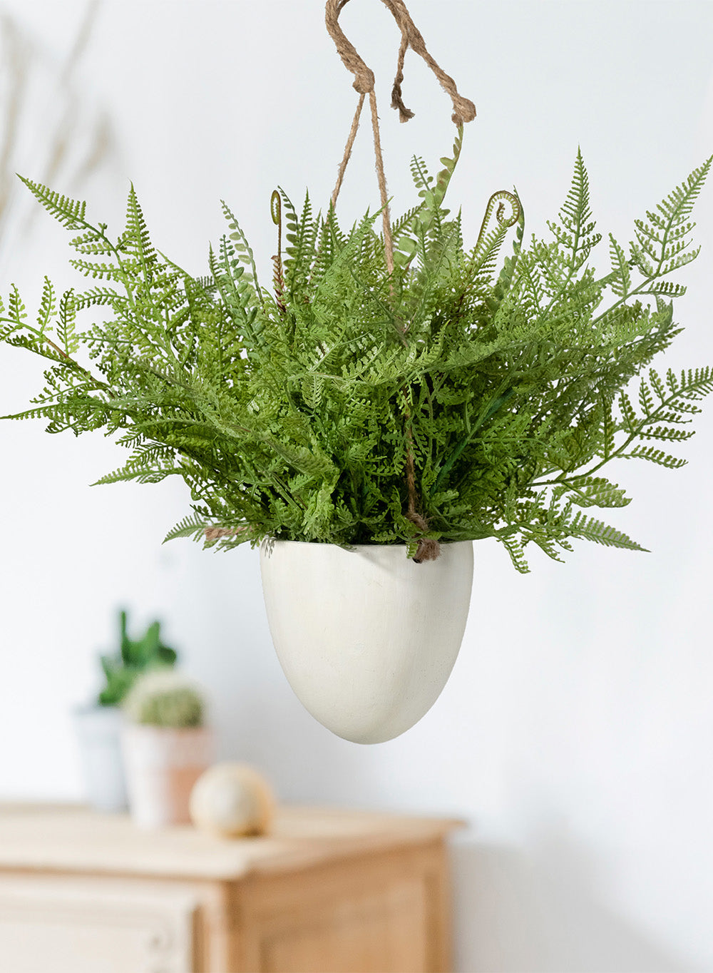 Faux Boston Fern in Hanging Pot - in 2 Sizes