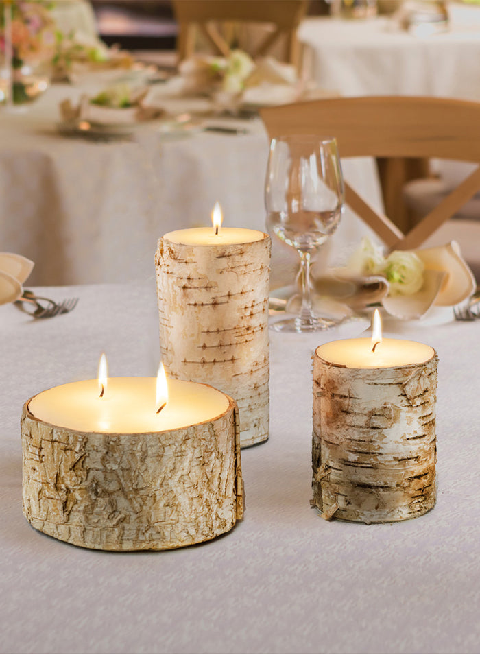 Birch Bark Candle, in 3 Sizes, Set of 2, 3 & 12