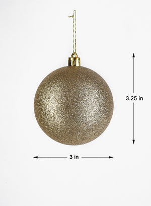 3" Gold Glitter Plastic Ball, Set of 12