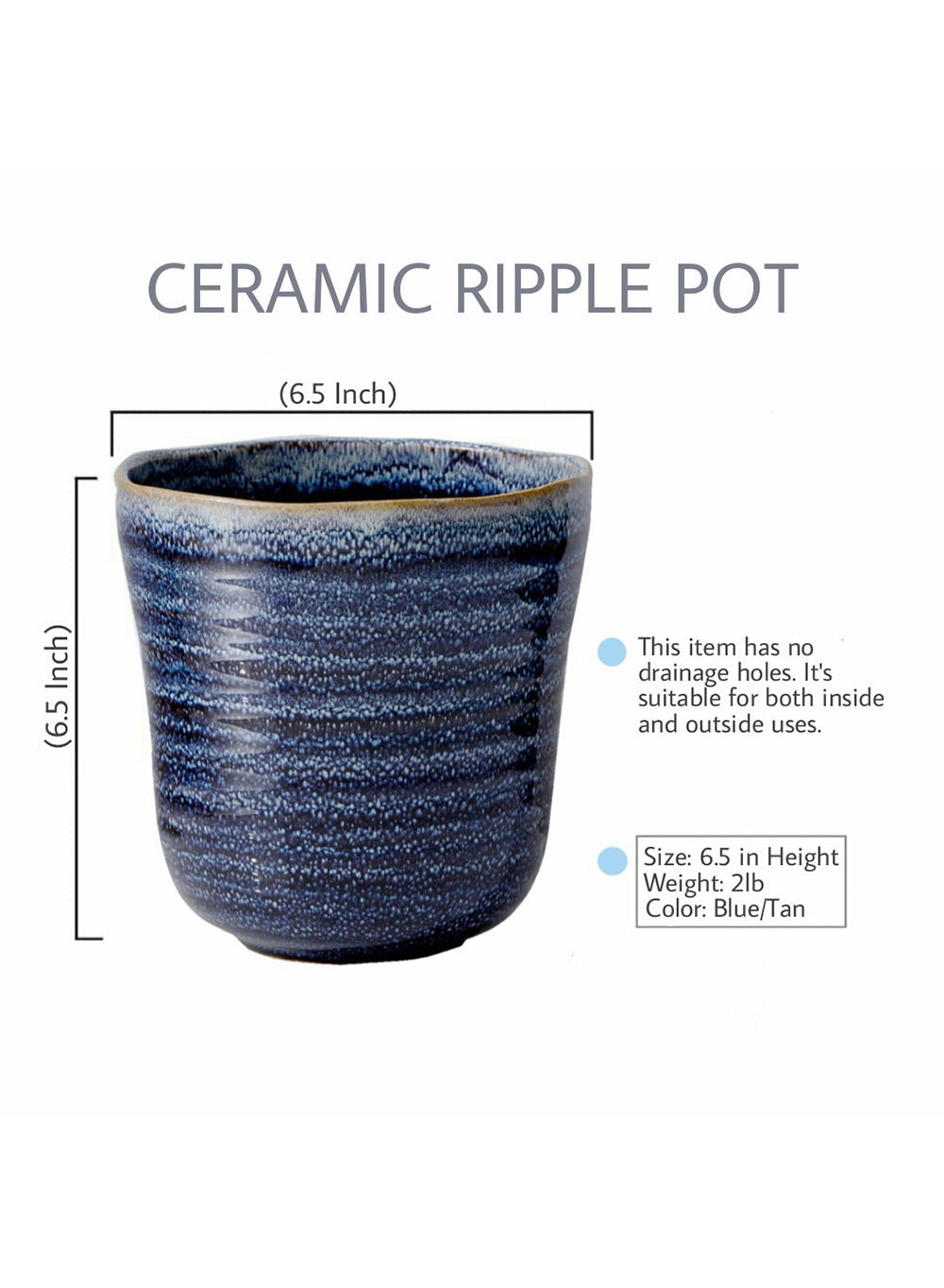 Ceramic Ripple Pot, in 2 Colors & Sizes