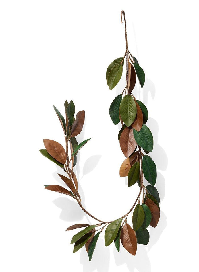Serene Spaces Living 5 Feet Long Faux Magnolia Leaf Garland, Ideal to hang at Wedding, Store Display, Window Sill