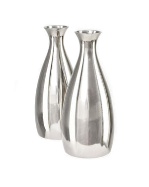 Serene Spaces Living Polished Aluminum With Nickel Finish Silver Bud Vase, Set of 2