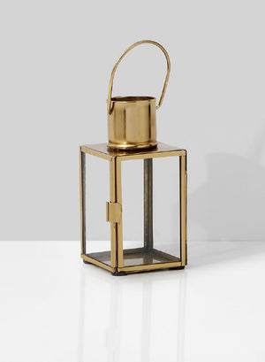 Serene Spaces Living Gold Square Lantern, Measures 5.25 inches Tall, Sold Individually