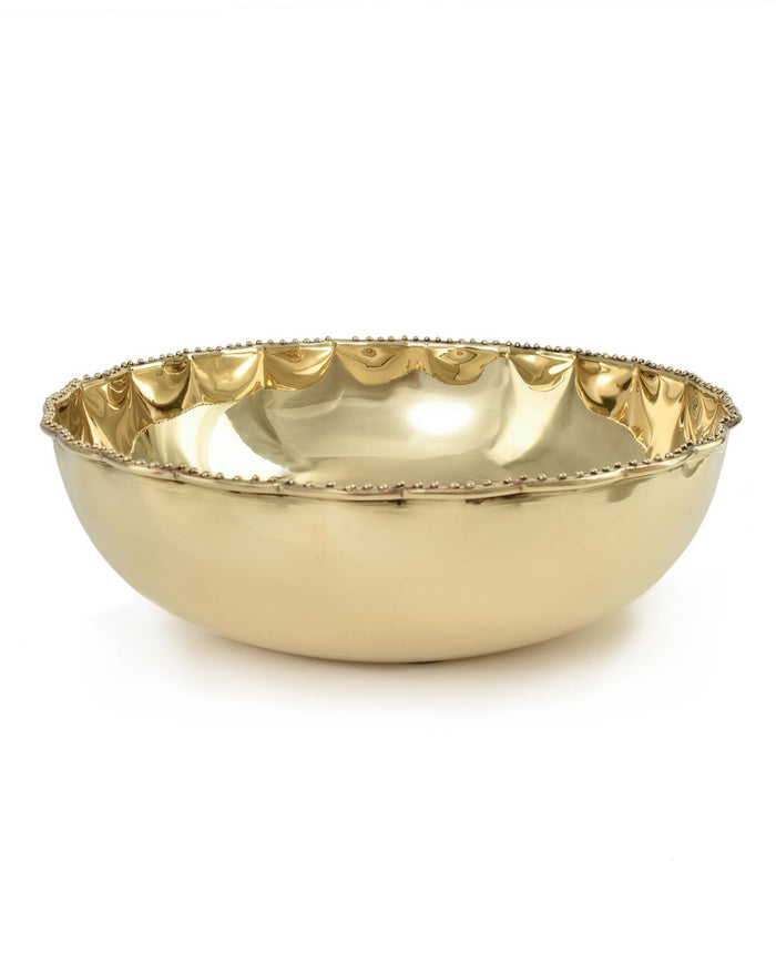 Serene Spaces Living Large Gold Brass Polished Bowl, Measures 12in D X 3.5in H, Sold Individually