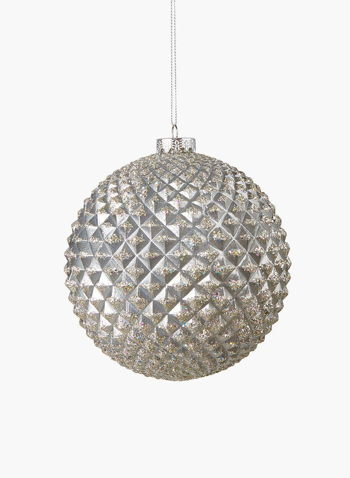 Serene Spaces Living Hanging Glitter Champagne Durian Ball, Ornament for Holiday Décor, Measures 5" Diameter