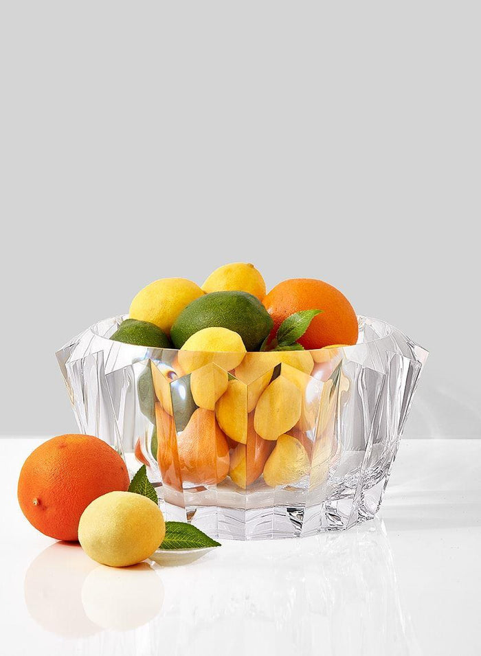 Serene Spaces Living Decorative Large Fruit Bowl, Looks like Crystal, Measures 12” Diameter and 6” Tall