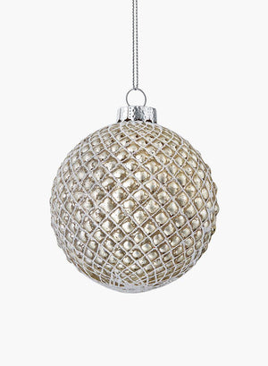 Serene Spaces Living Set of 6 Hanging Silver Hobnail Balls, Ornaments for Holiday Décor, Each Measures 3" Diameter