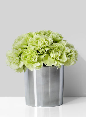 Serene Spaces Living Polished Aluminum Cylinder Vase, Measures 4 in H X 4 in D, Sold Individually