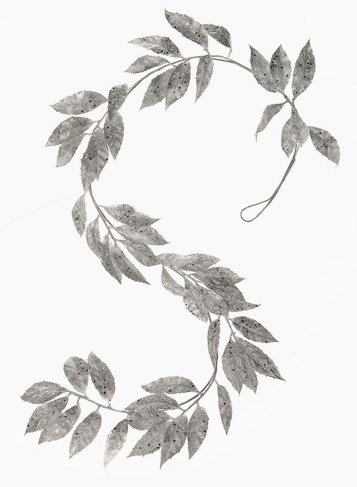 Serene Spaces Living Silver Leaf Garland, Ornament for Holiday Décor, Measures 54" Long