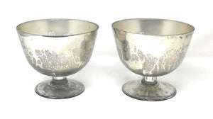Serene Spaces Living Set of 2 Mercury Glass Finish Silver Pedestal Bowl, Vintage Compote Bowl, Measures 5" Tall and 6" Diameter