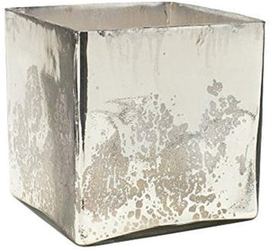 Silver Mercury Glass Cube Vase, in 2 Sizes