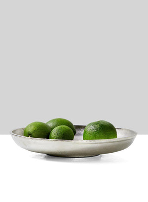 Serene Spaces Living Decorative Nickel Bowl, Fruit or Floral Centerpiece, Measures 2" Tall and 11.5" Diameter