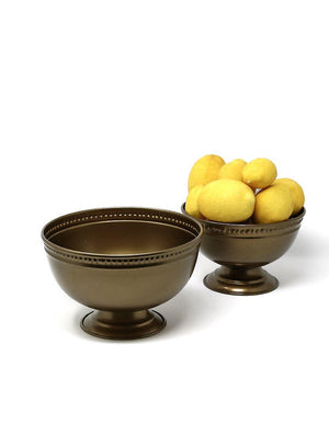 Serene Spaces Living Antique Gold Iron Pedestal Bowl, Footed Bowl, Set of 2/4/12