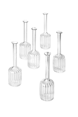 Serene Spaces Living Set of 6 Optical Glass Cylinder Bud Vases, Floral Décor, Measures 6.5" Tall and 2" Diameter