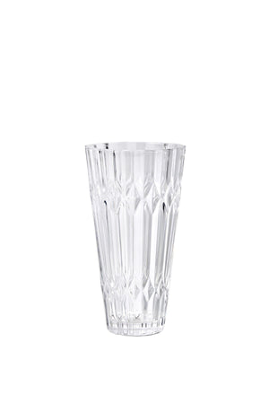 Serene Spaces Living Tapered Glass Vase, Features a Lovely Diamond Pattern, Measures 9.75" Tall and 5.25" Diameter