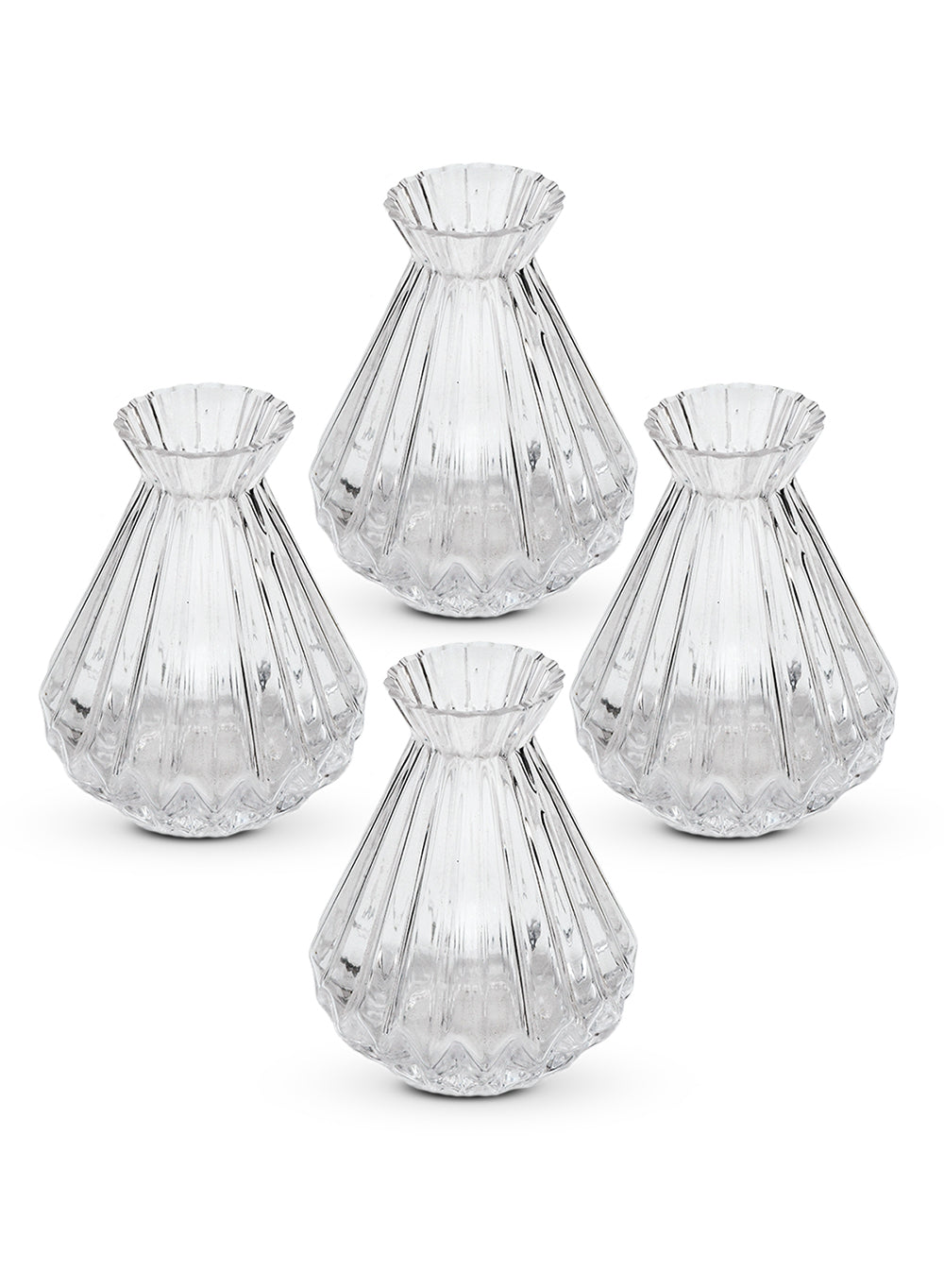 Serene Spaces Living Set of 4 Glass Bud Vases, Available in 2 Sizes