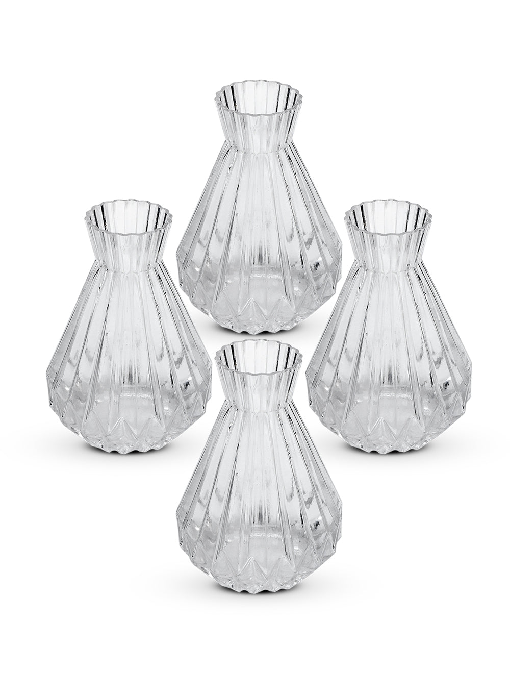 Serene Spaces Living Set of 4 Glass Bud Vases, Available in 2 Sizes