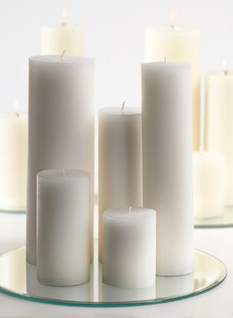 Serene Spaces Living Set of 12 White Pillar Candles for Wedding, Birthday, Holiday & Home Decoration, 3" Diameter x 6" Tall