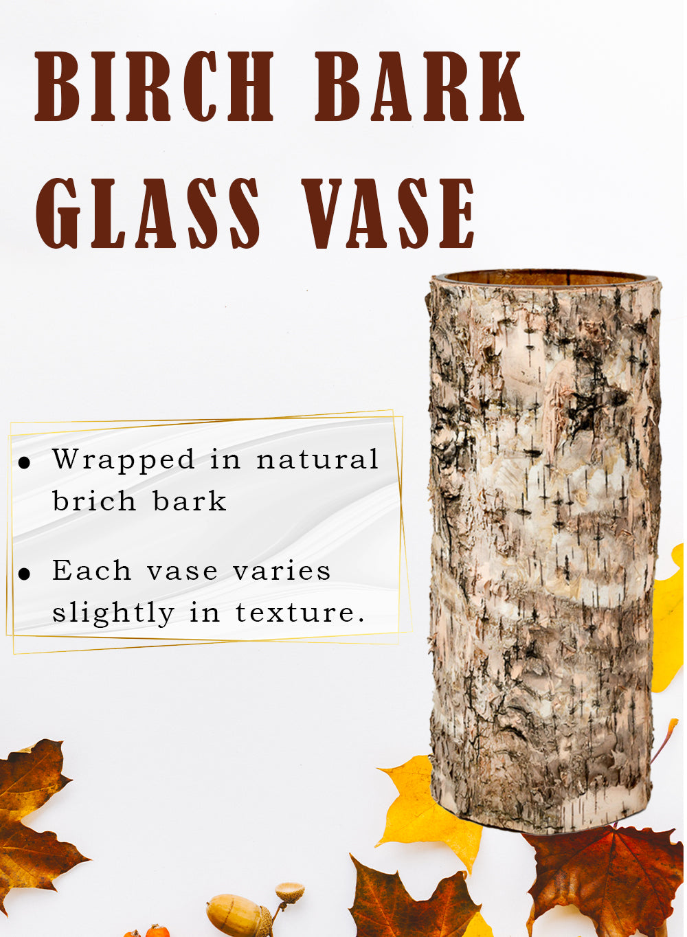 Birch Bark Glass Vase, in 5 Sizes