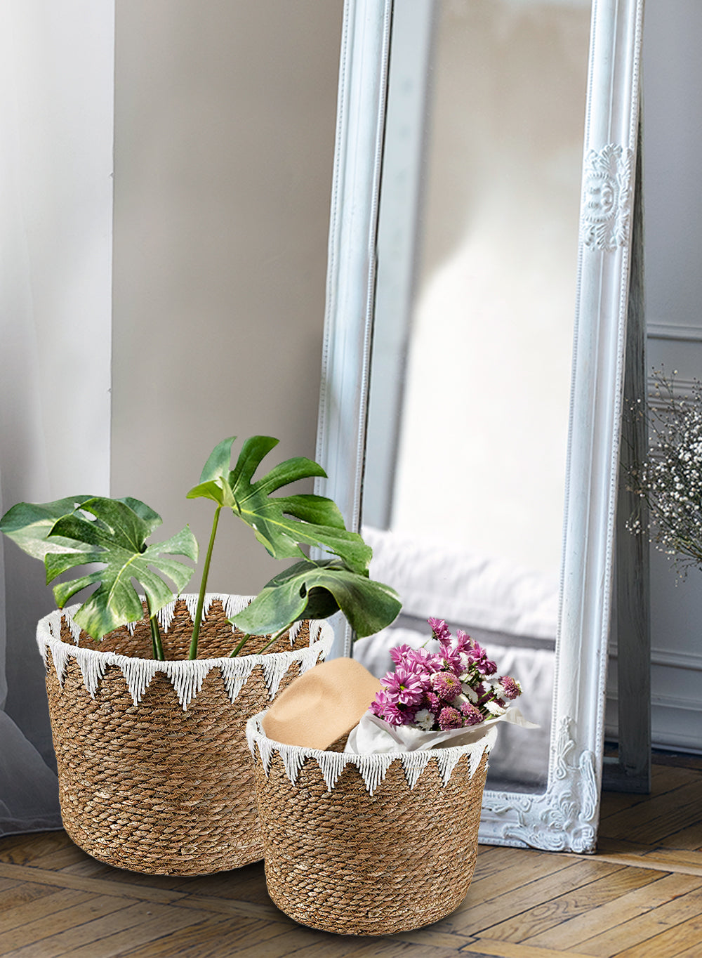 Handmade Cattail Leaf Basket, in 3 Sizes