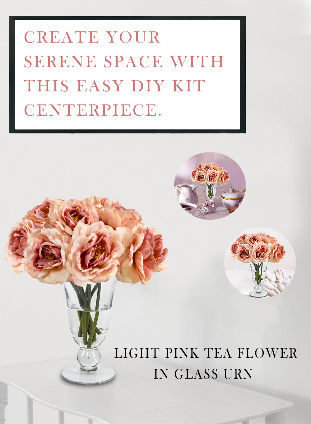 DIY Vase Kit: Tea Flower Bouquet & Vase, in 2 Colors