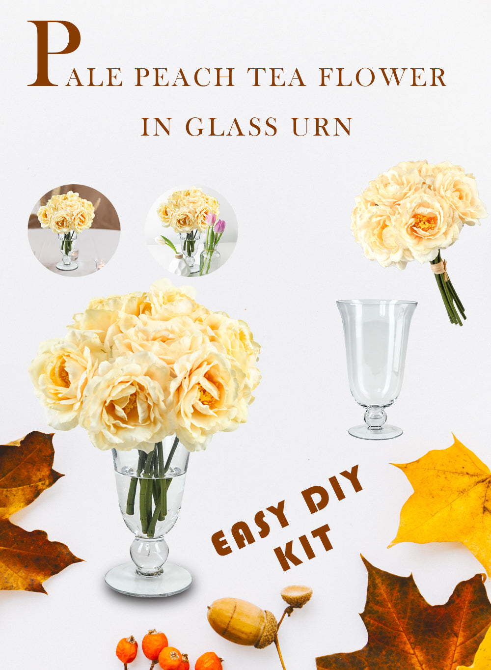 DIY Vase Kit: Tea Flower Bouquet & Vase, in 2 Colors