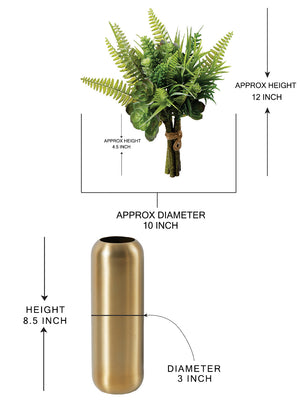 DIY Vase Kit: Succulent Bouquet & Gold Metal Vase