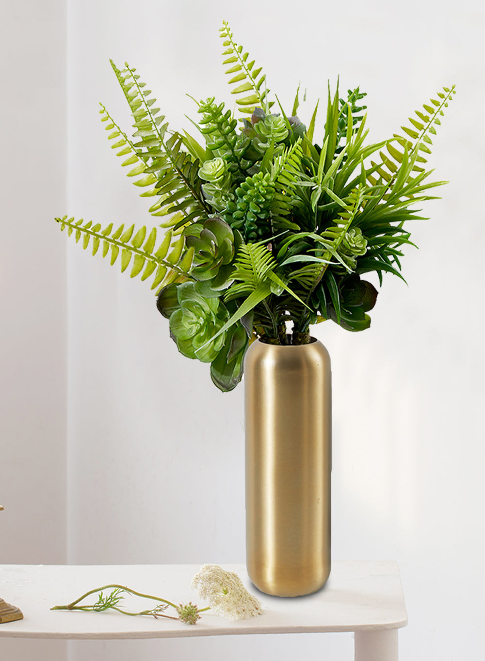 DIY Vase Kit: Succulent Bouquet & Gold Metal Vase