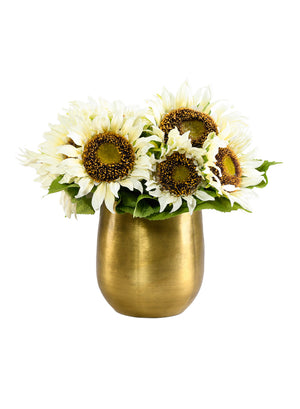 DIY Vase Kit: Contains Sunflower Bouquet & Brass Pot