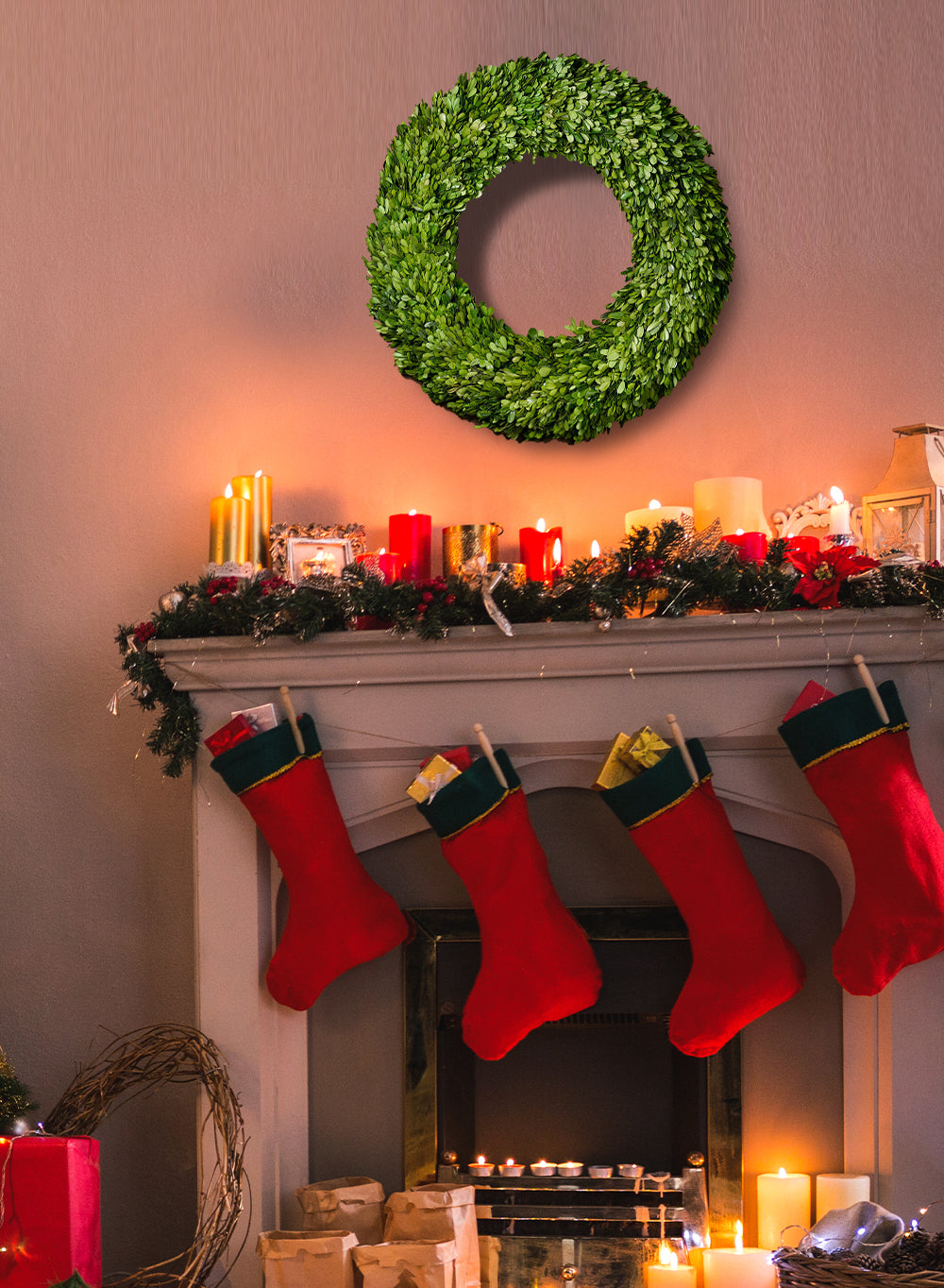 Preserved Boxwood Wreaths & Garland, In Various Sizes