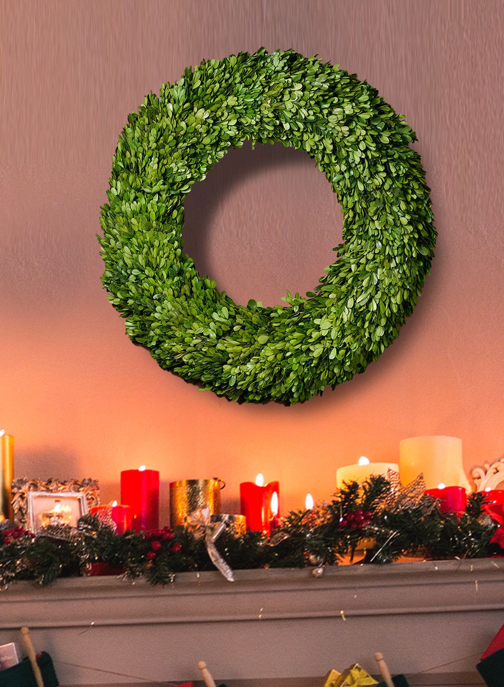 LaHomey 10-Inch Boxwood Wreath, Green Garland for Home Wedding Decoration