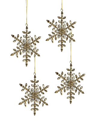 Gold Snowflake Ornament, 6" Diameter, Set of 4