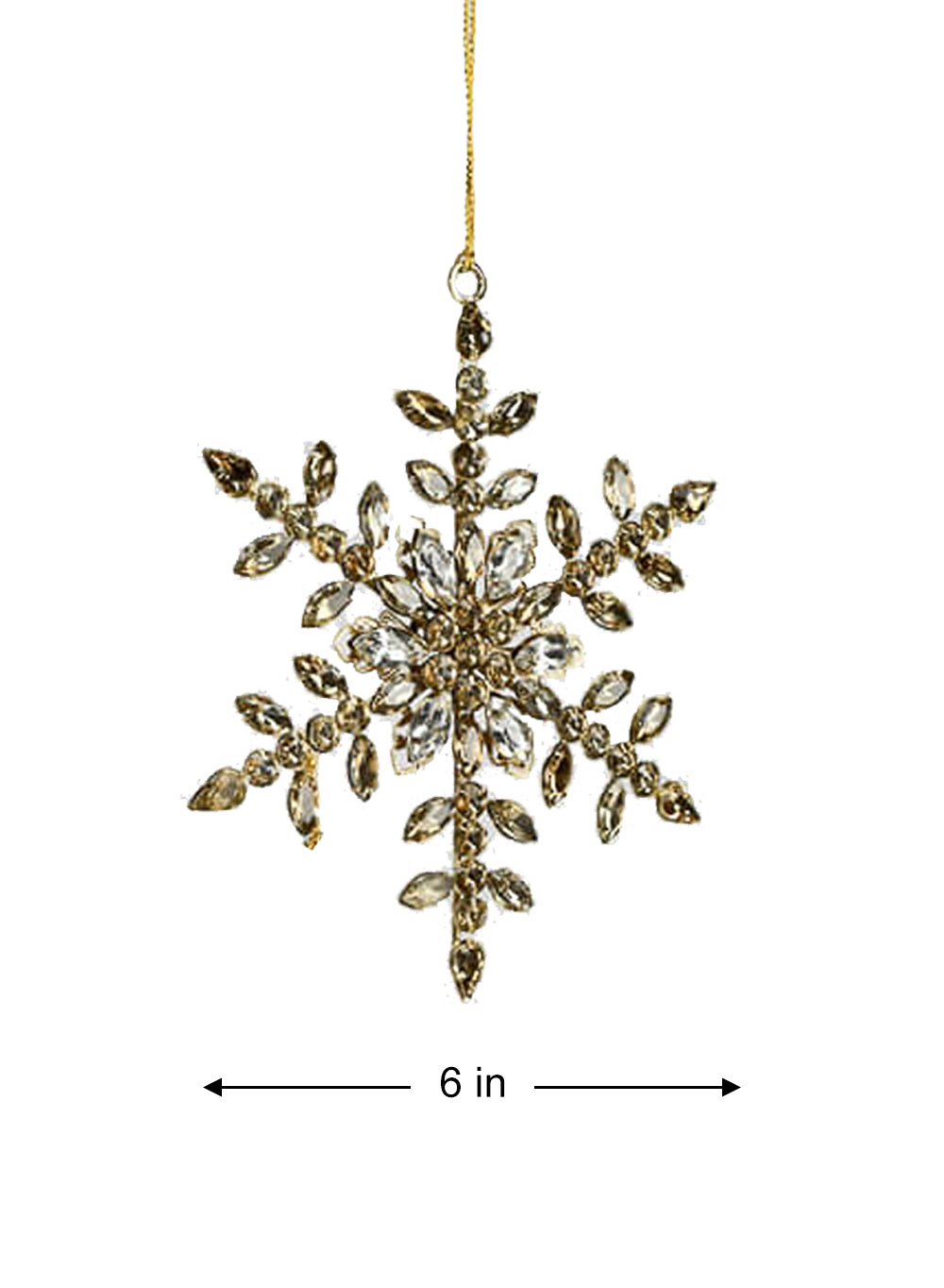 Gold Snowflake Ornament, 6" Diameter, Set of 4