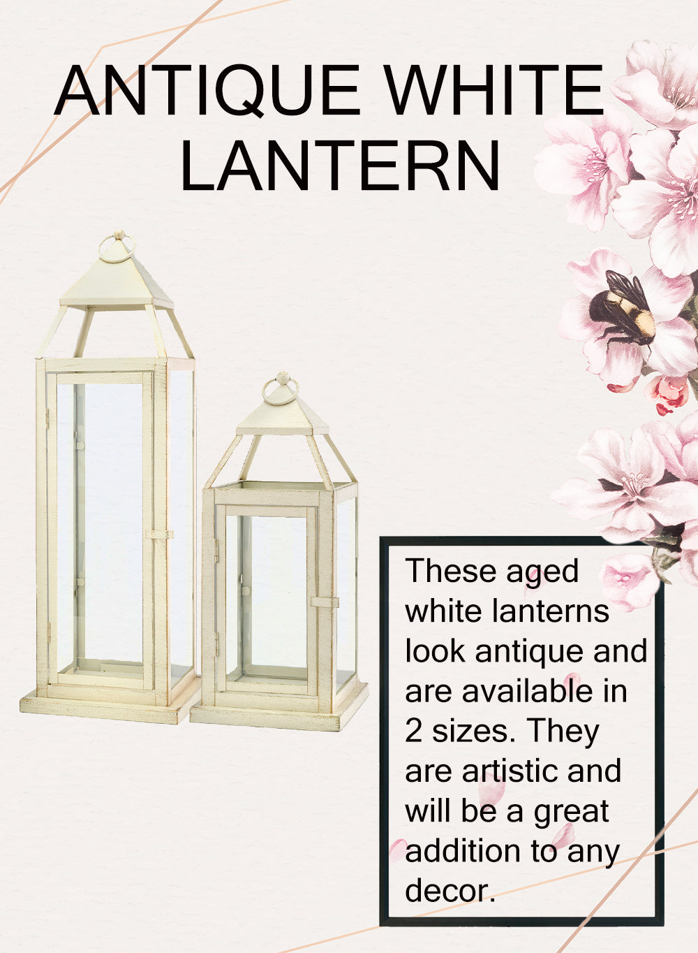 Heritage White Metal Lantern, in 2 Sizes