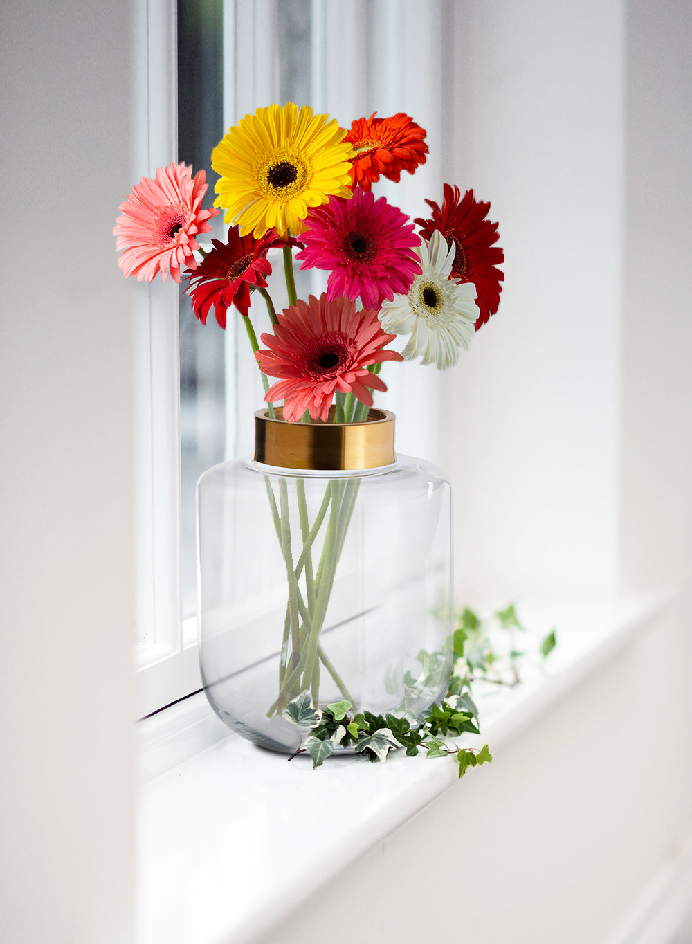 Ball Vase with Gold Rim, in 3 Sizes