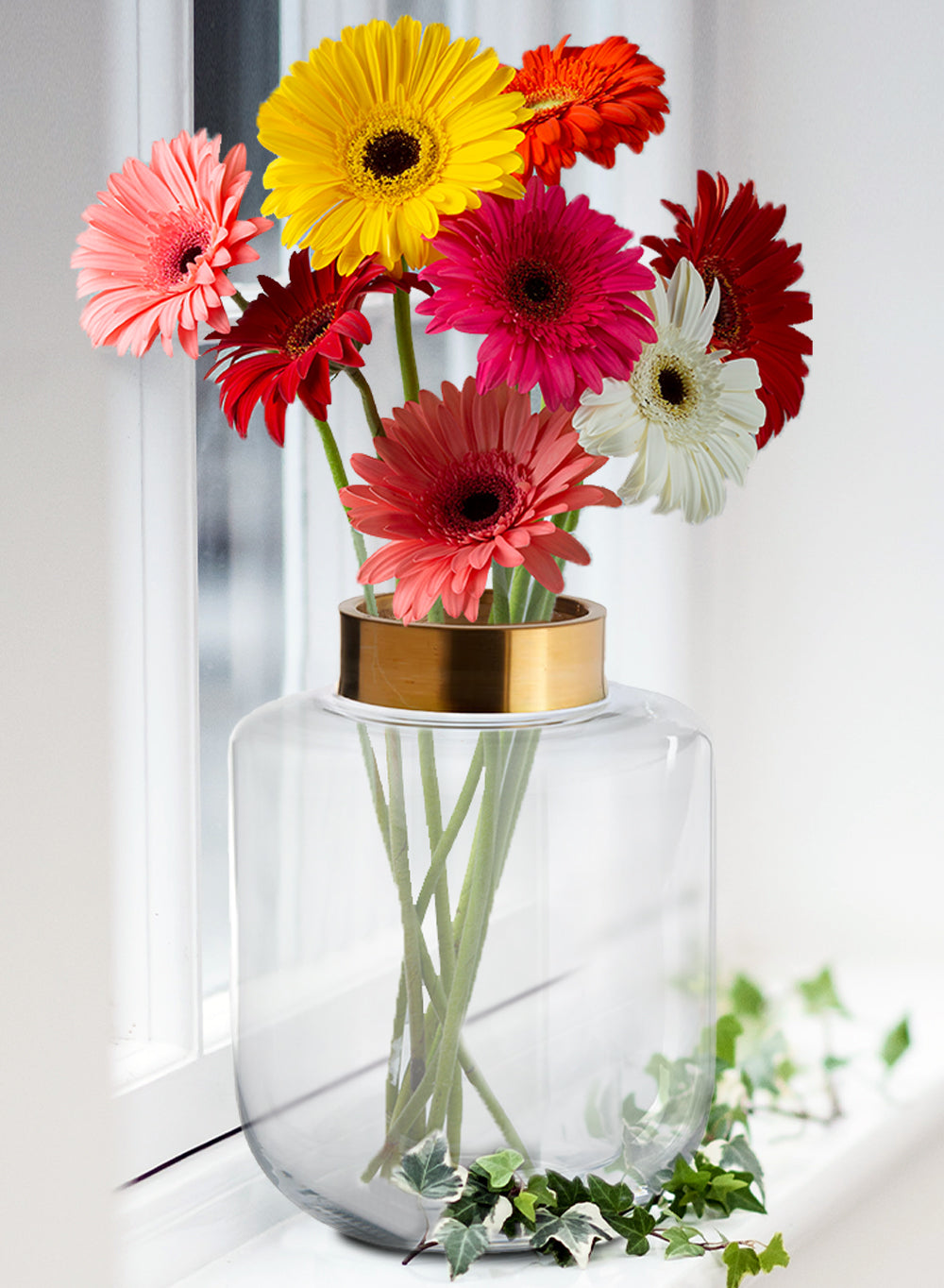 Ball Vase with Gold Rim, in 3 Sizes